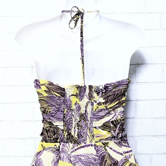 Anthropologie LITHE Floral Ruffle Halter Midi Dress 4P - Picture 7 of 9